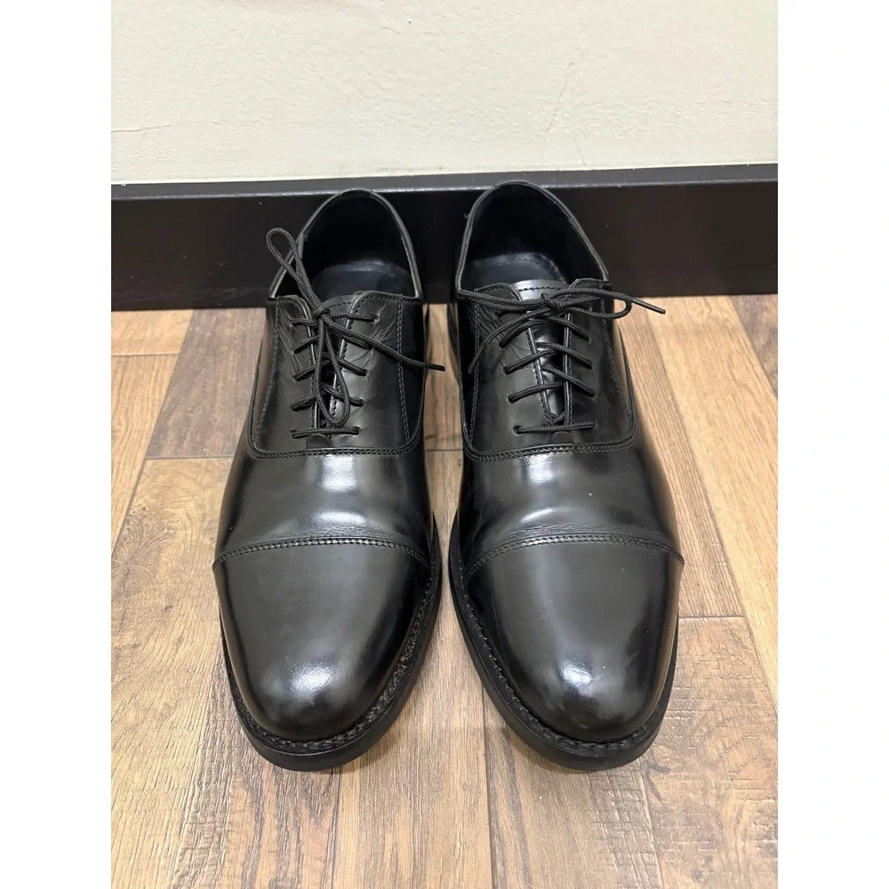 Samuel Windsor Mens Black Leather Cap Toe Oxford Dress Shoes Size 11 - Picture 1 of 5